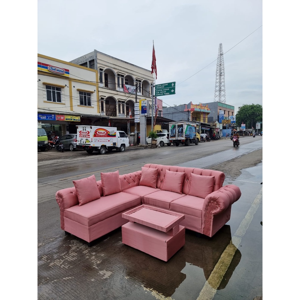 Jual SOFA L PUTUS KANCING / SOFA MINIMALIS / SOFA LETTER L Shopee