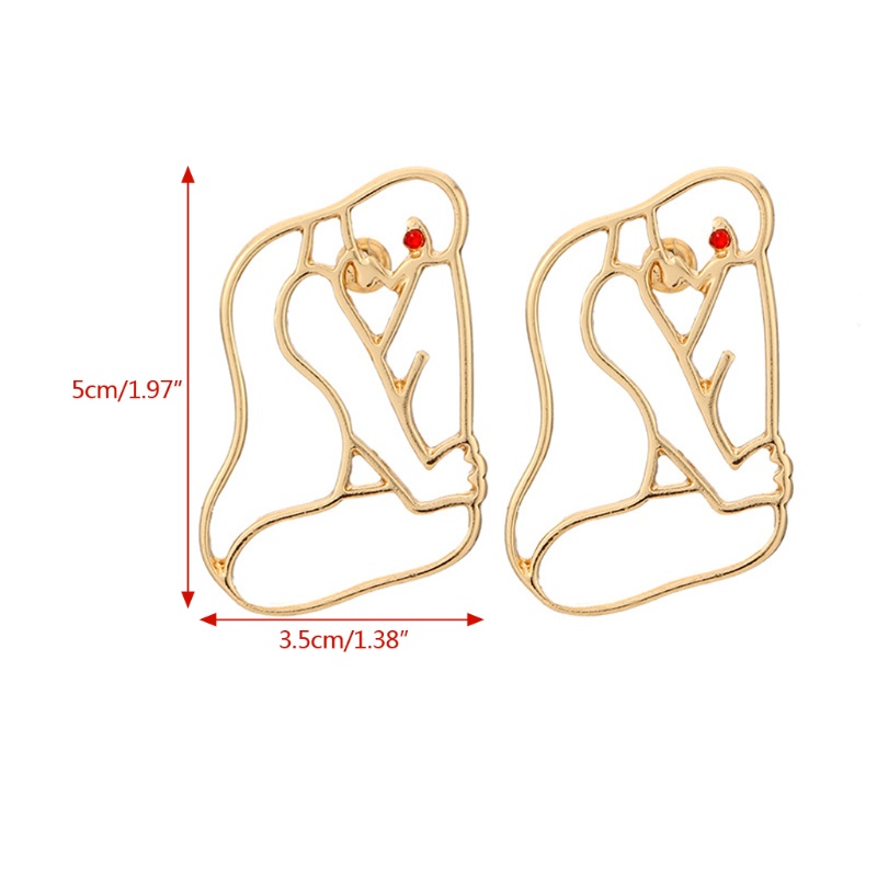 SIY  1 Pair Golden Geometric Moon Face Shape Statement Dangle Earrings For Women