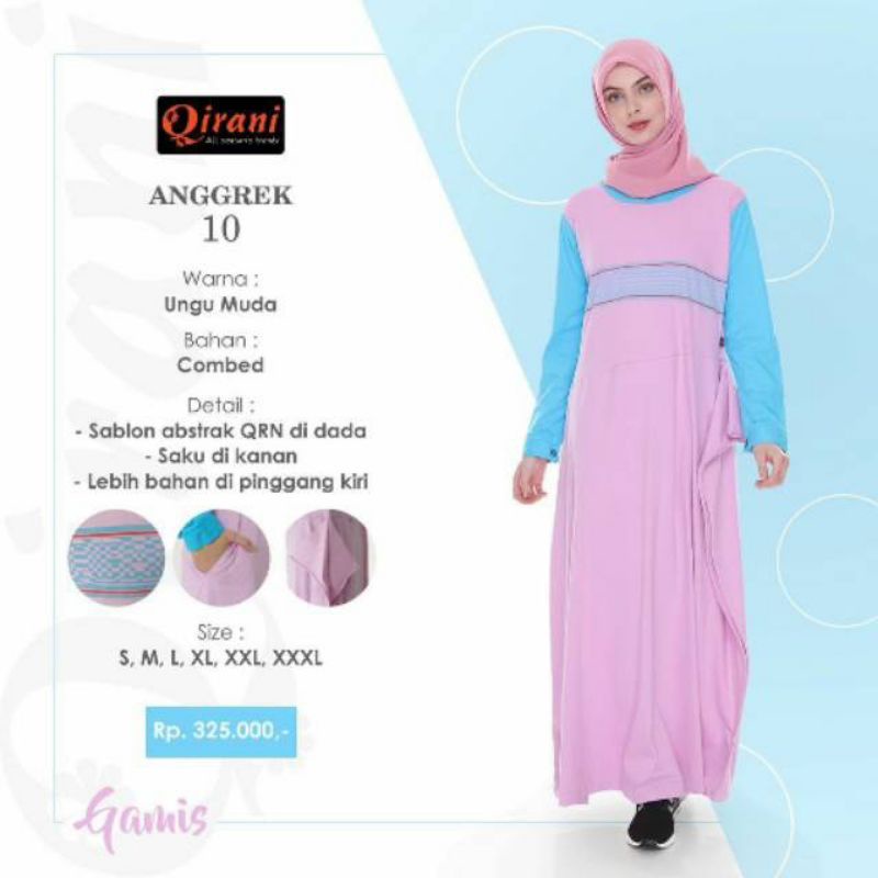 #OBRAL gamis Qirani Anggrek 10 krem, gamis Anggrek 10 Ungu