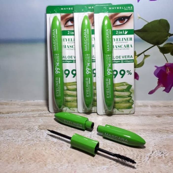 [SATUAN] mascara 2 in 1ALOEVERA 24H waterproof eyeliner fresh &amp; curling