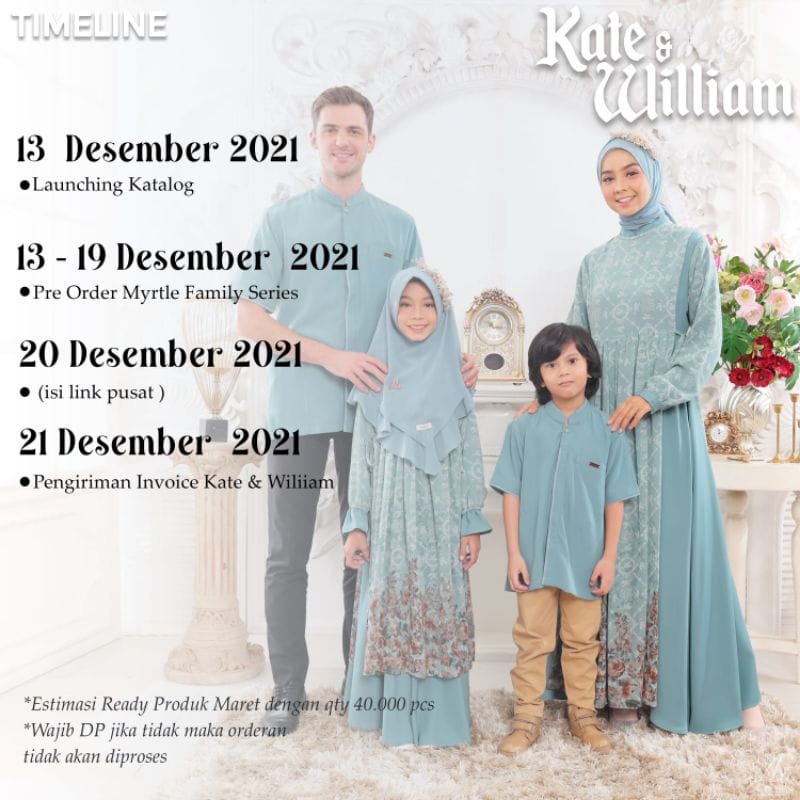 [OPEN PO] KATE AND WILLIAM FAMILY SERIES ORI BY ADEN HIJAB (SET MOM & DRESS KIDS GIRL)