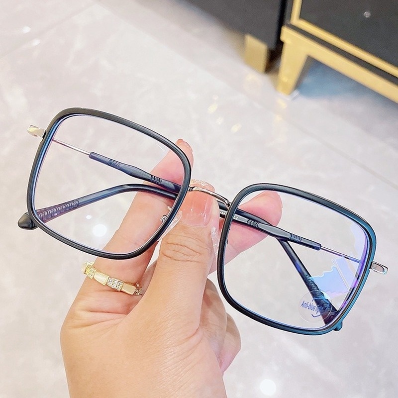 (Yuzhu) Kacamata Komputer Frame Kotak Oversized Anti Radiasi / Blue Light Untuk Wanita