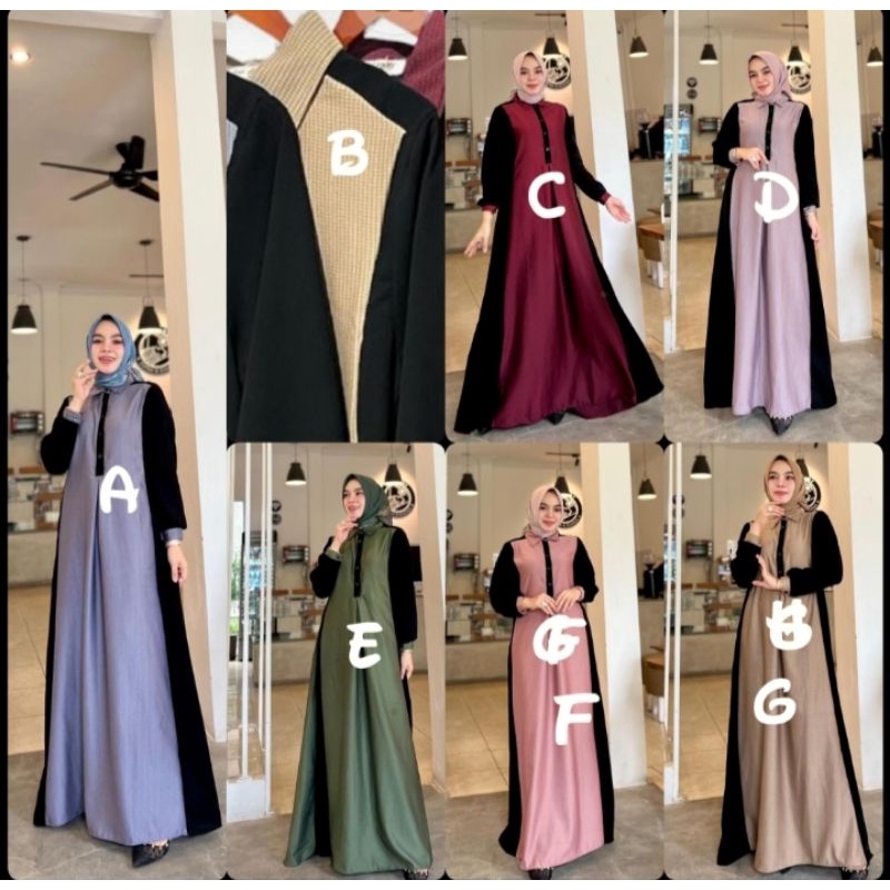 NEW  READY  DELIA DRESS MAXI GAMIS HMF LUXURY TERBARU GOOD QUALITY