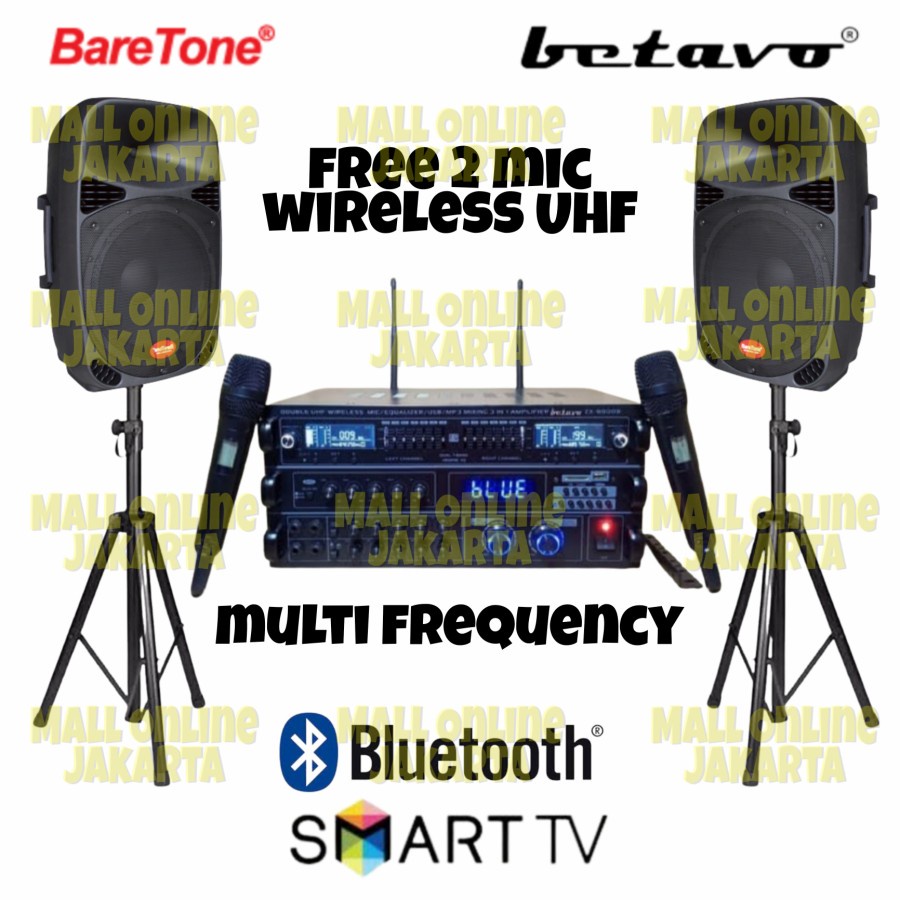 Paket sound system baretone 15 inch Power ampli betavo zx9900B Mic UHF