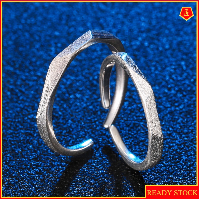 [Ready Stock]Korean Style Simple Geometric Glossy Rhombus Couple Ring