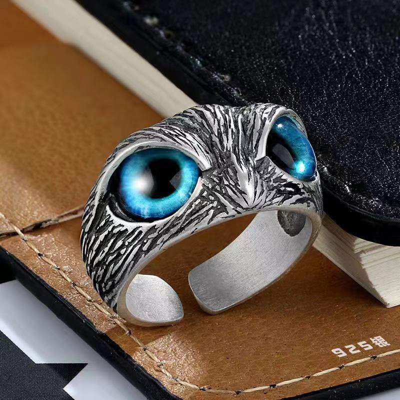 Cincin Desain Burung Hantu Gaya Retro Untuk Pria Dan Wanita