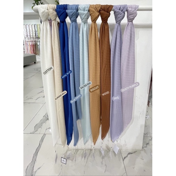 TAPIS SERIES SQUARE EMBOSSSED by BUTTONSCARVES navy cotton almond milk milky beige wheat royal blue 