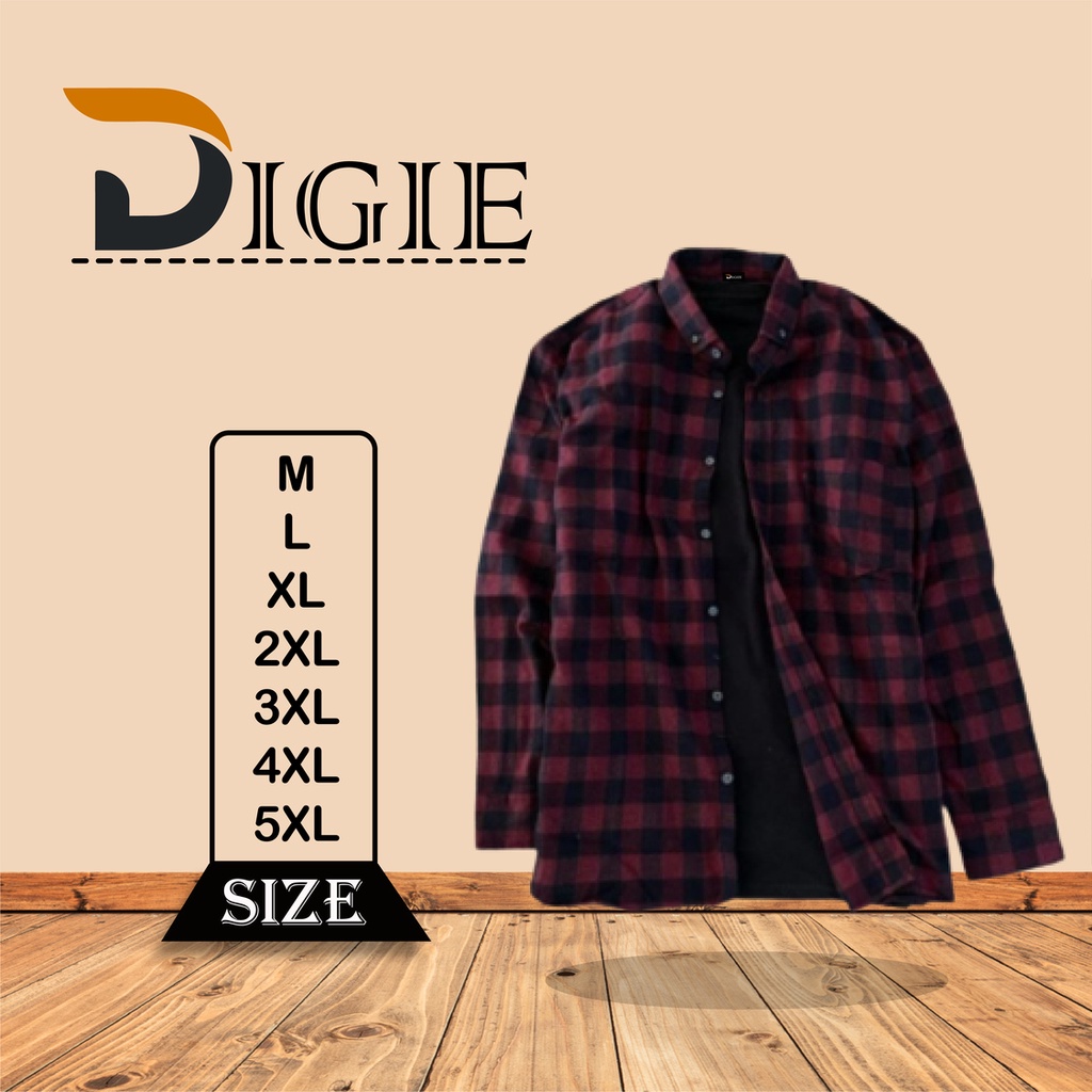 Kemeja Flanel Pria Motif Merah Hitam