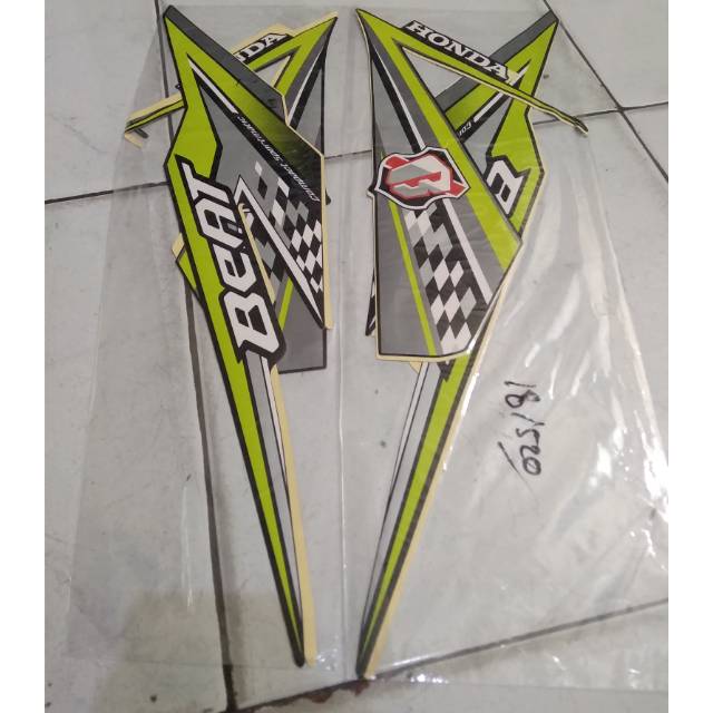 Striping Standar Ori Beat FI New Tahun 2018 Warna Hitam List Hijau / Stabilo