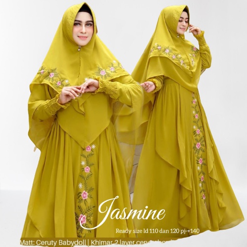 Gamis Syari Ibu Bahan Ceruti Full Motif Terbaru Lebaran 2021