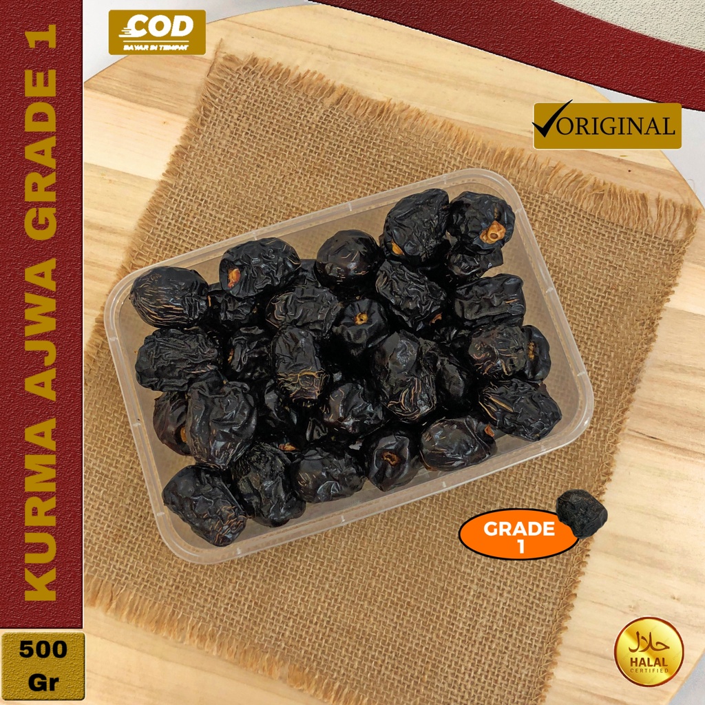 

Kurma Ajwa 500 gram Grade 1 / Kurma Ajwa Super / Ajwa Madinah / Kurma Ajwa Organik / Kurma Nabi