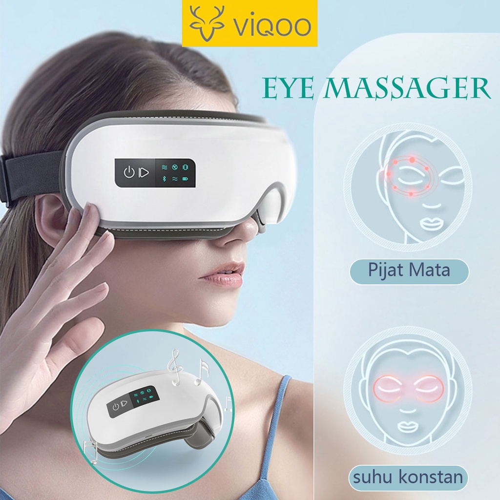 【COD】Viqoo 16D Eye Massager Bluetooth Pijat Elektrik Terapi Mata Vibration Air Pressure Infrared Heater