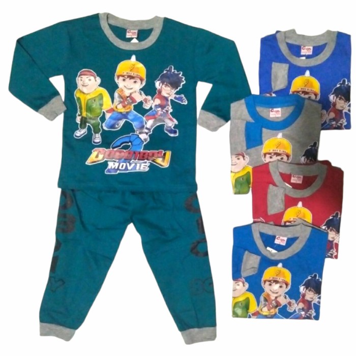 baju setelan anak Lengan panjang motif boboiboy