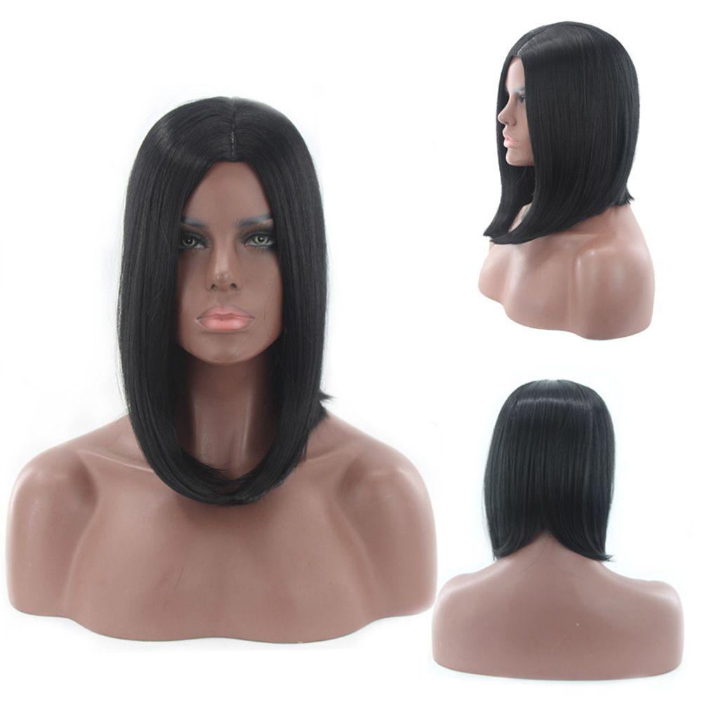 Lily Black Wig Fashion Skor Tengah Pendek Warna Natural