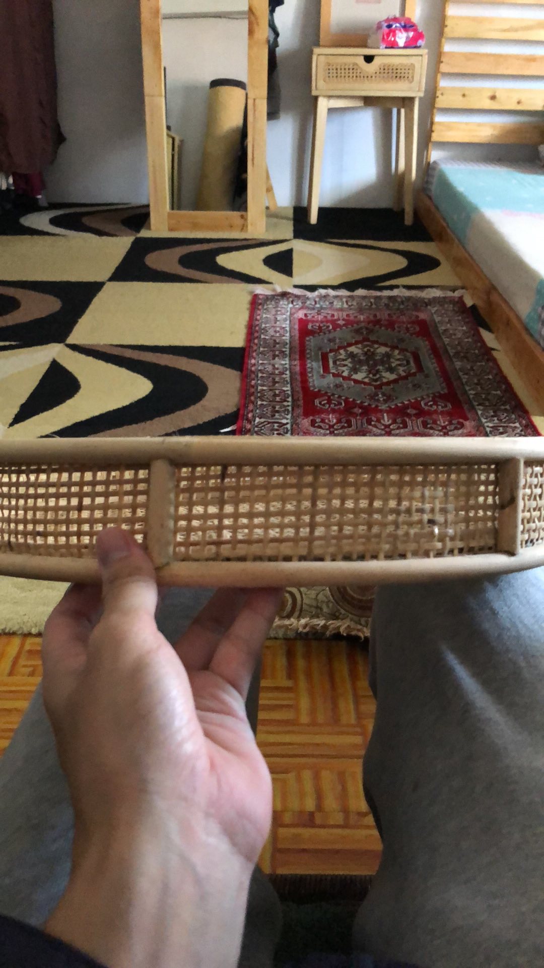 Nampan Baki Bulat Rotan Alami Murah