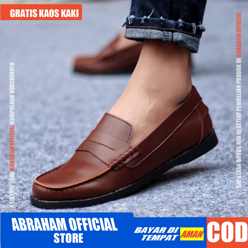 ABRHM IRIS Sepatu Formal Pria Sepatu Casual Pria Kulit Pu Slop Sepatu Pria Casual Sepatu Kasual Cowok / Cowo Oxford Kerja Kantor Kuliah Kondangan Gaya Keren Kekinian Original Murah Terlaris