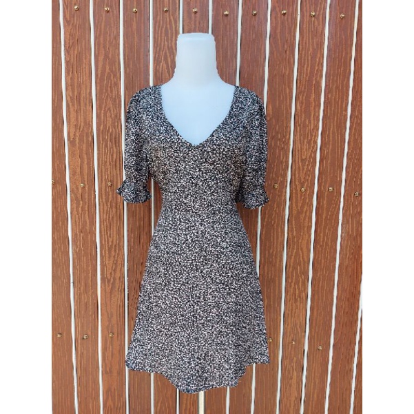 H*M PATTERN PUFFY SLEEVE DRESS-DRESS WANITA