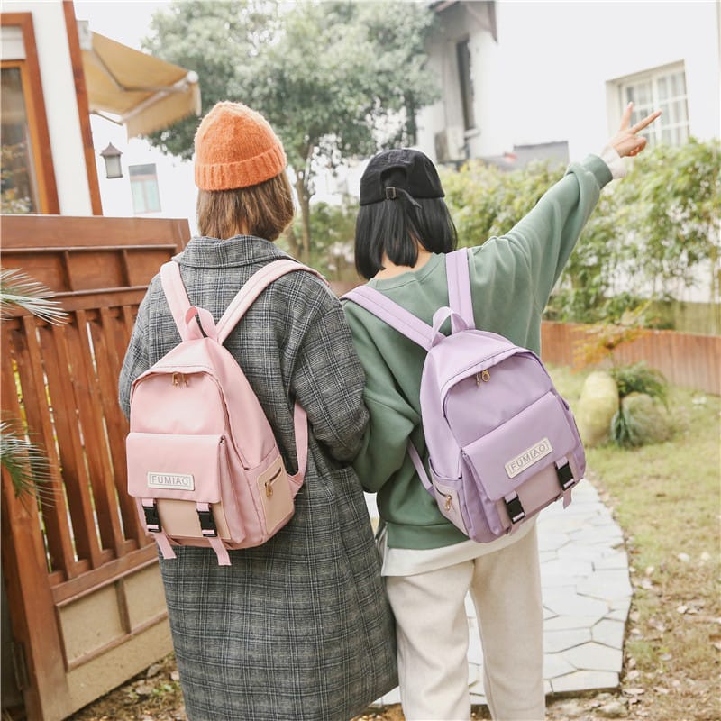 Twenty Bag - Tas Ransel Sekolah Anak Wanita Dan Pria Untuk Anak PAUD TK SD SMP REMAJA Terbaru 2021 Kekinian Motif Carakter FUMIAO COMBINASI Korean Sytle Multifungsi Bahan Canvas