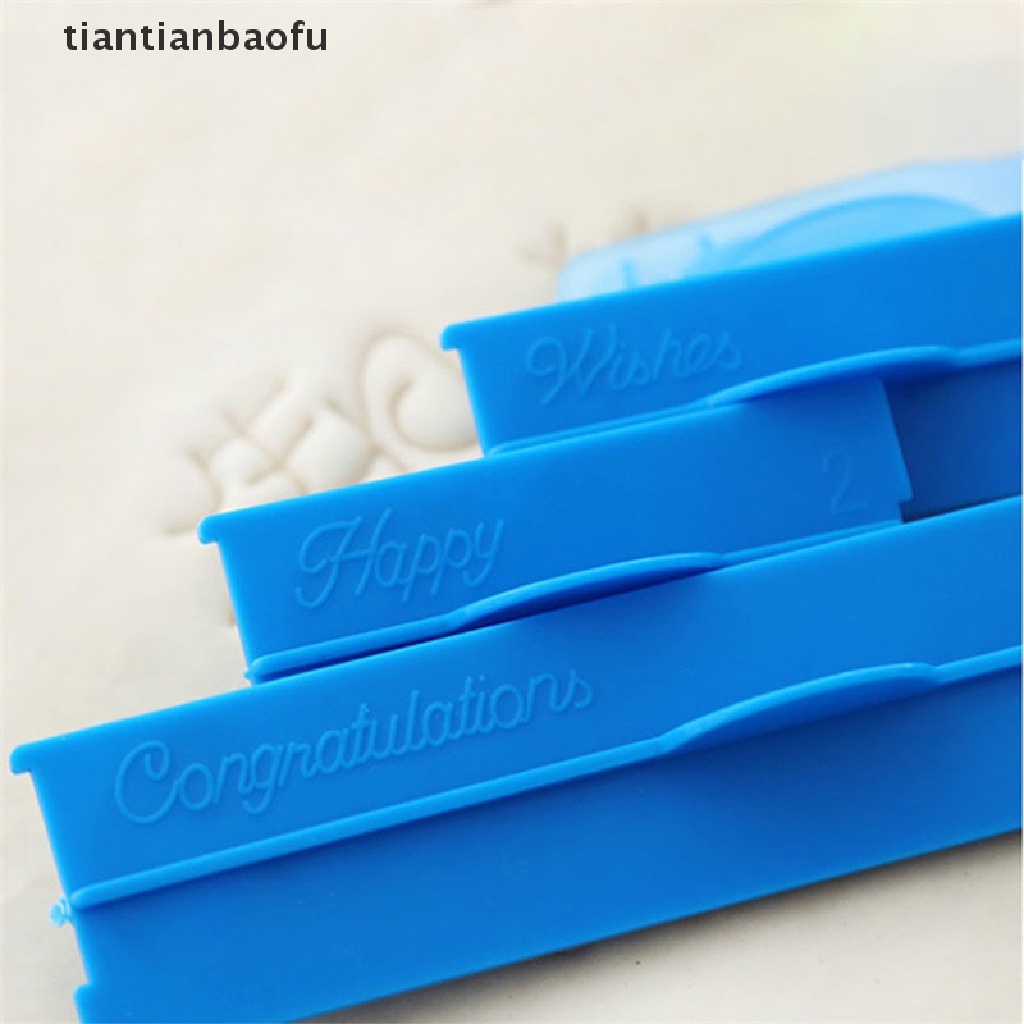 [tiantianbaofu] 6pcs/set Plastic Letters Mold Happy Birthday Best Wishes Baking Molds Decoration Boutique