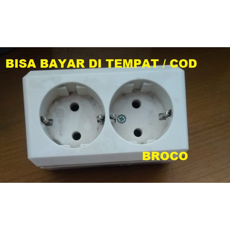 Stop Kontak Broco 2 Lubang / Stop Kontak Broco Double New Gee OB - 15420