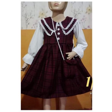 DRESS ANAK ANDIN IKATAN CINTA TERBARU 2021 USIA 3 - 9 TAHUN / SETELAN DRESS ANDIN MOTIF KOTAK - KOTA