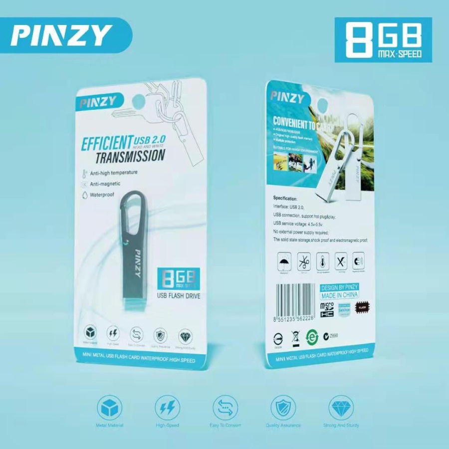 Flashdisk METAL PINZY USB 2.0 Flash Drive 4GB-8GB-16GB-32GB WATERPROOF flash disk original