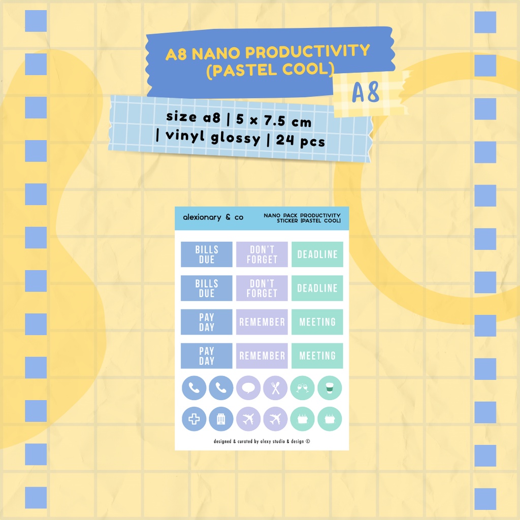 

Journal Planner Nano Productivity Sticker [Cool] | A8 5 x 7.5 cm | stiker murah jurnal scrapbook planner mini kecil deco cute