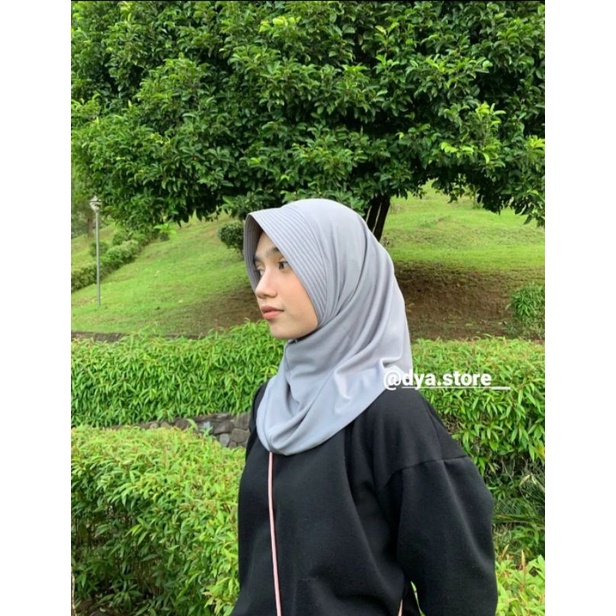 JILBAB SPORT - Hijab Sporty / Hijab Instant / Hijab Sporty Olah Raga Spandek Bergo Polos-Silver