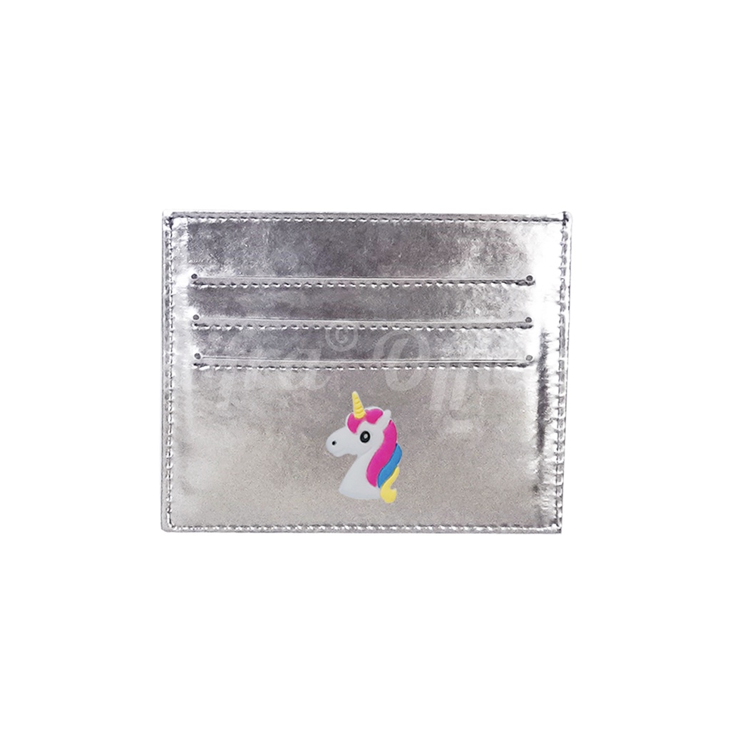 Shifra Card Holder 6 Slot Dompet Kartu Hologram Motif Unicorn Rainbow Cactus