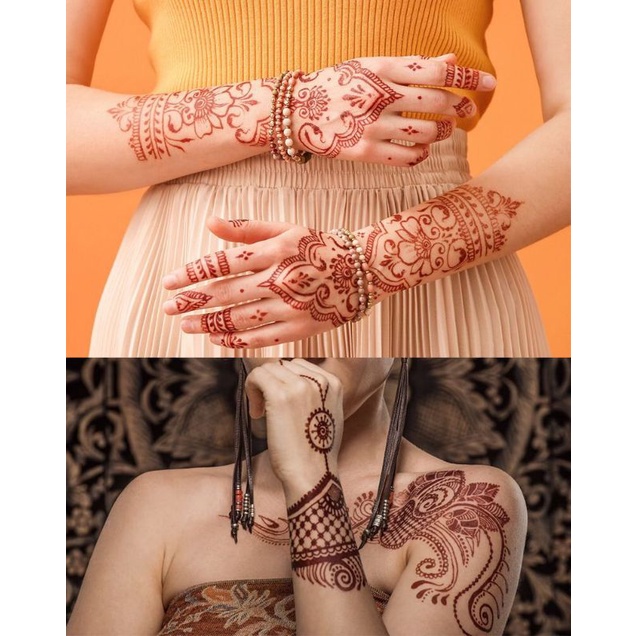 Henna Instan Warna Maroon Tato Henna untuk Pernikahan Henna Instan Langsung Tempel