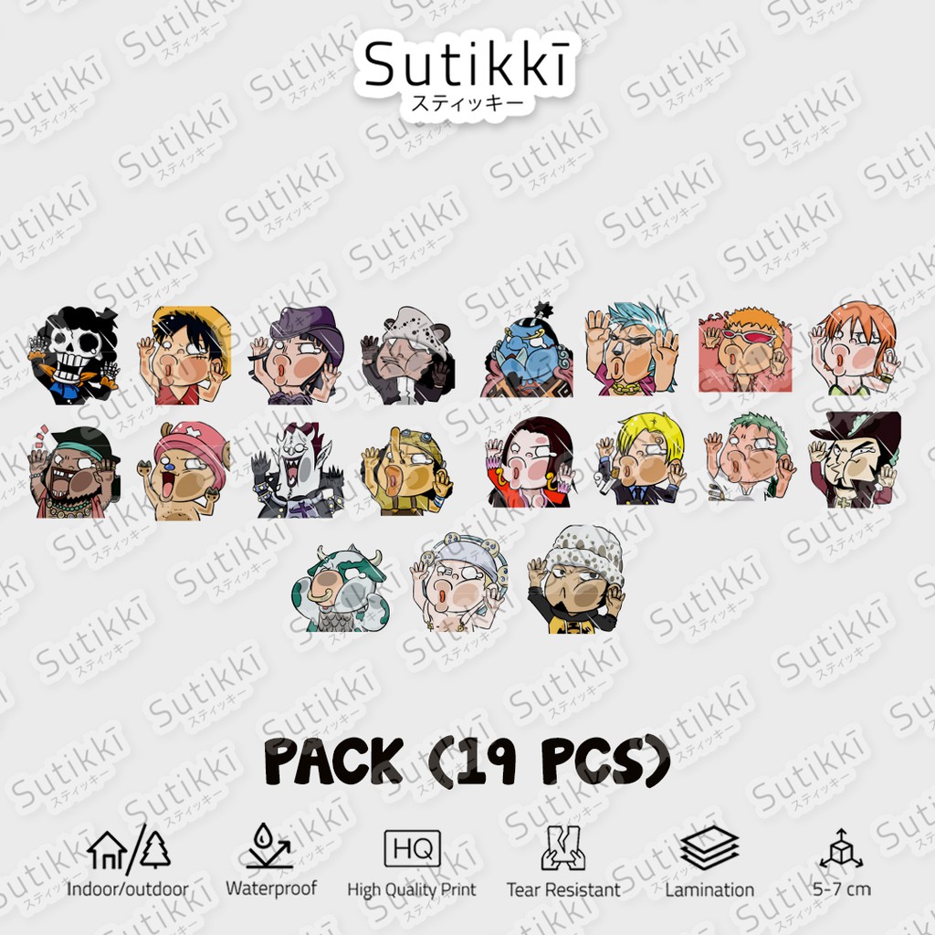 Sutikki | Sticker Pack One Piece Paste Glass Tempel Kaca Nemplok Chibi Cibi Stiker Laptop Vinyl