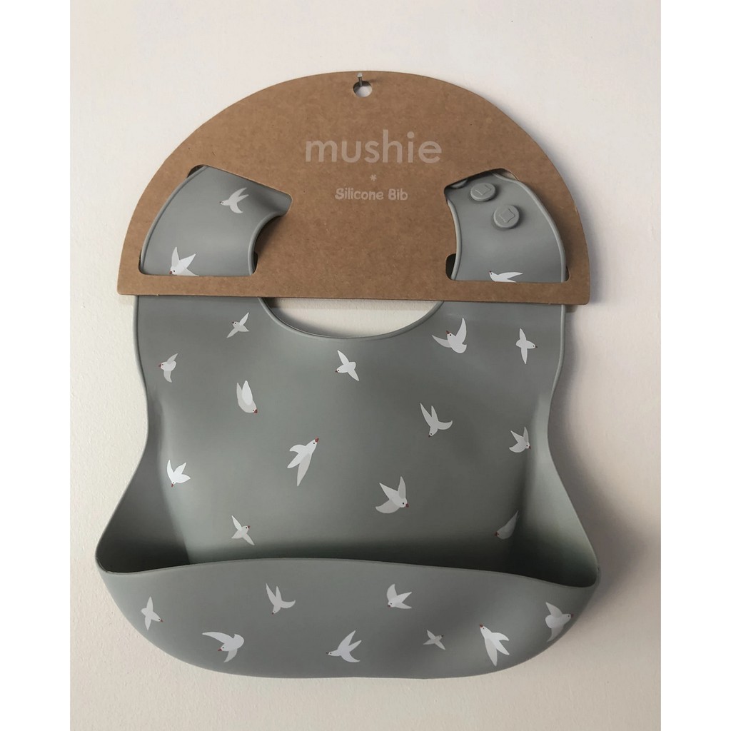 Mushie Silicone Bibs - BPA FREE Silikon Bib Lucu Foldable Flexible Slaber Waterproof Travel Celemek