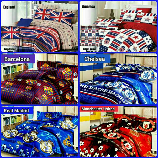  Sprei  Single Motif  Club Bola Dan Bendera Ukuran 120x200