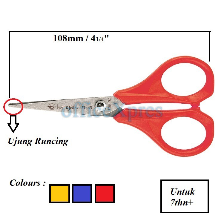

Gunting Kecil / Gunting Kertas 4.5 Inch (11cm) / Scissors EL43 Kangaro