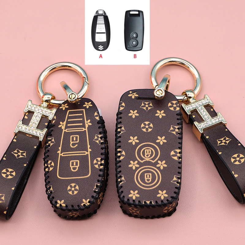 Casing Kunci Remote 2 Tombol Bahan Kulit Untuk Suzuki Sx4 / xl 7 / grand Vitara / swift S292