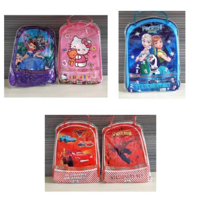 

Alat tulis set pensil penghapus rautan spiderman cars hello kitty frozen