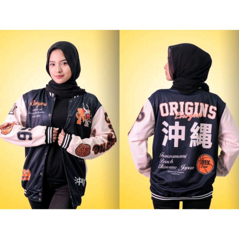 JAKET BASSEBAL VARSITY PRIA WANITA SIZE L XL