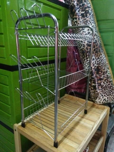 RAK PIRING TEMPAT PIRING STAINLESS SUSUN 3