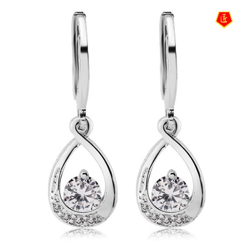 [Ready Stock]Women's Simple Personality Inlaid Shiny Diamond Earrings