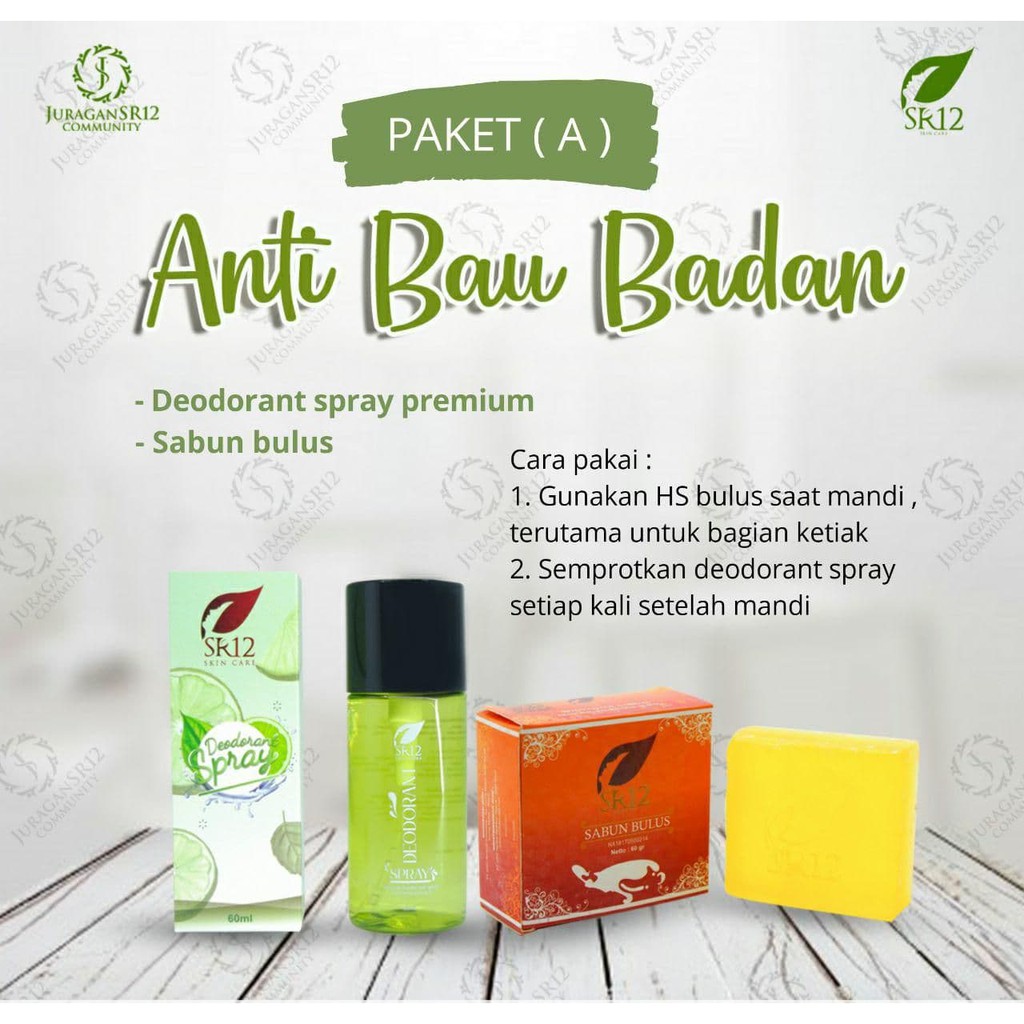 Deodorant Spray SR12 Herbal Ampuh atasi Bau Badan Keringat Berlebih Mencerahkan Ketiak BPOM 60 ml