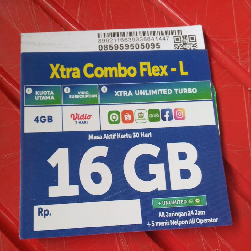 Kartu Perdana Xl Combo flex Turbo Unlimeted 16.gb