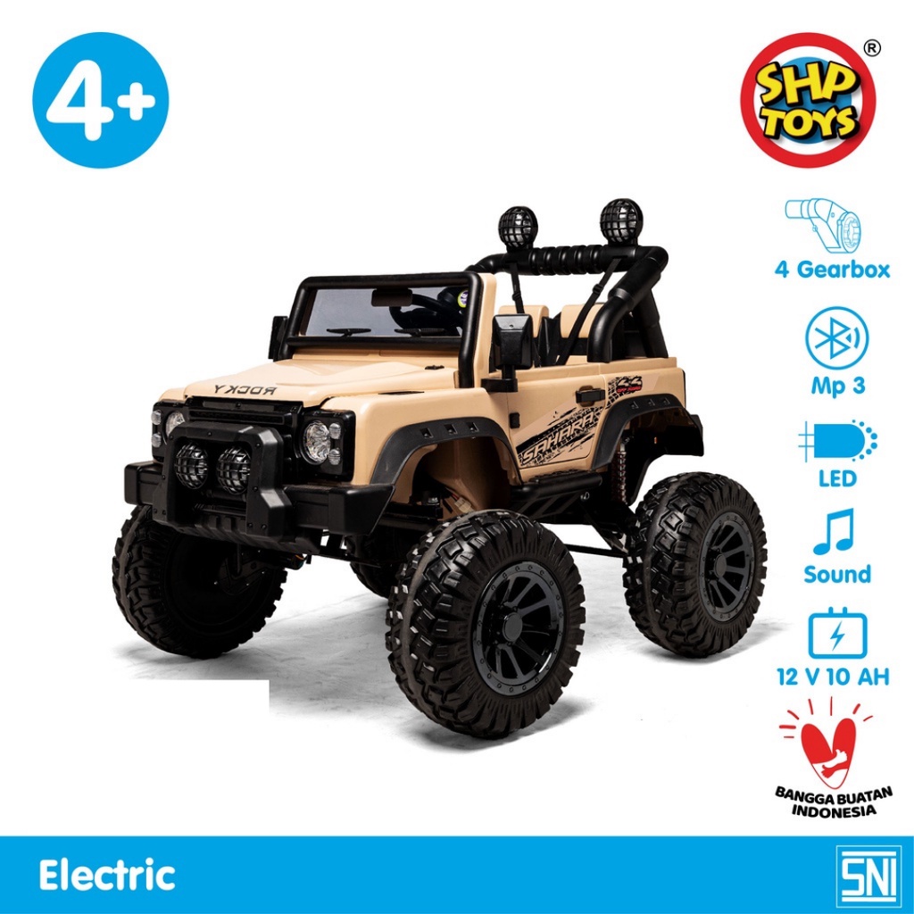 Mainan anak Mobil Jeep Aki ROCKY MONSTER ban karet - 4X4WD - HIMALAYA - SAHARA