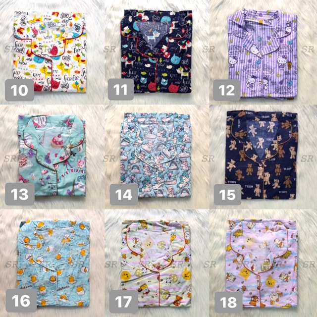 [BEST SELLER] SET PIYAMA CELANA PENDEK PIYAMA WANITA PIYAMA KRAH LUCU PIYAMA MOTIF LUCU PIYAMA KATUN