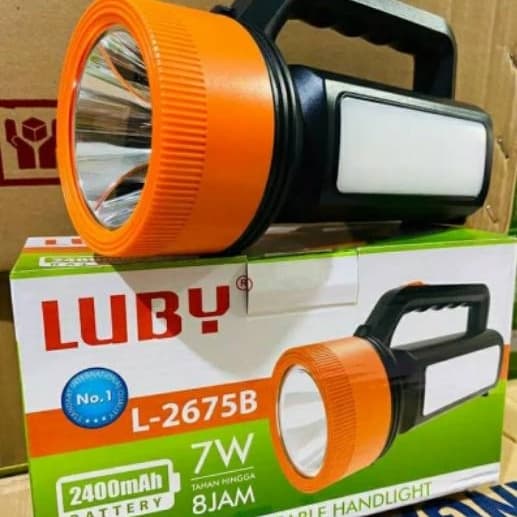 LUBY SENTER  2675B LAMPU DARURAT EMERGENCY LAMP 2IN1 CAS CHARGE BATERAI TERANG TAHAN LAMA  - SENTER LED