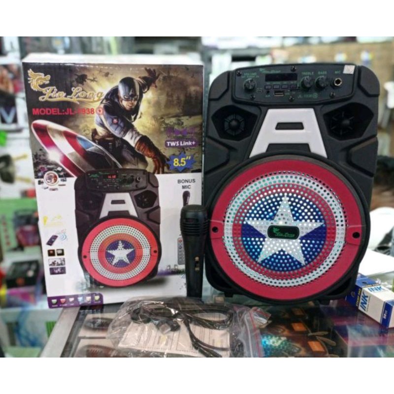Speaker bluetooth Jinlong JL-1938 UK 8.5 inc bonus mic karaoke