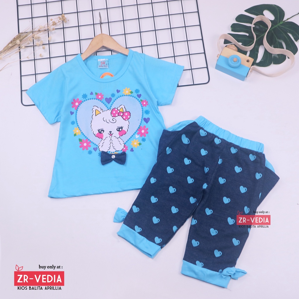 Setelan Lisa uk 1-6 Tahun / Baju Balita Perempuan Kaos Lengan Pendek Celana Jogger Set Anak Cewek kiosbalitaaprilia