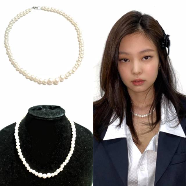 Jennie Pearl Necklace Kalung Mutiara Gaya Korea Handmade