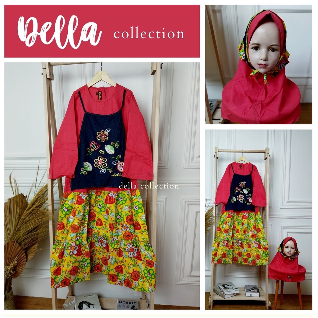 PROMO CUCI GUDANG | baju muslim anak Gamis Celemek (Size 10,11,12)