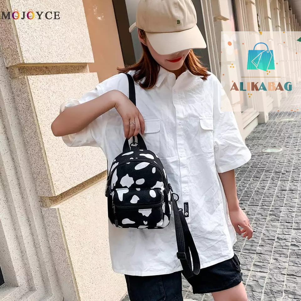 ALIKA BAG - Tas Ransel Perempuan Mini Terbaru Motif Sapi lucu Korean Style