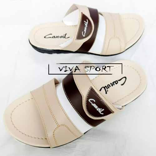 PROMO SANDAL PRIA SELOP KULIT DEWASA CREAM / SANDAL SLIP ON TERBARU /SANDAL SELOP PRIA